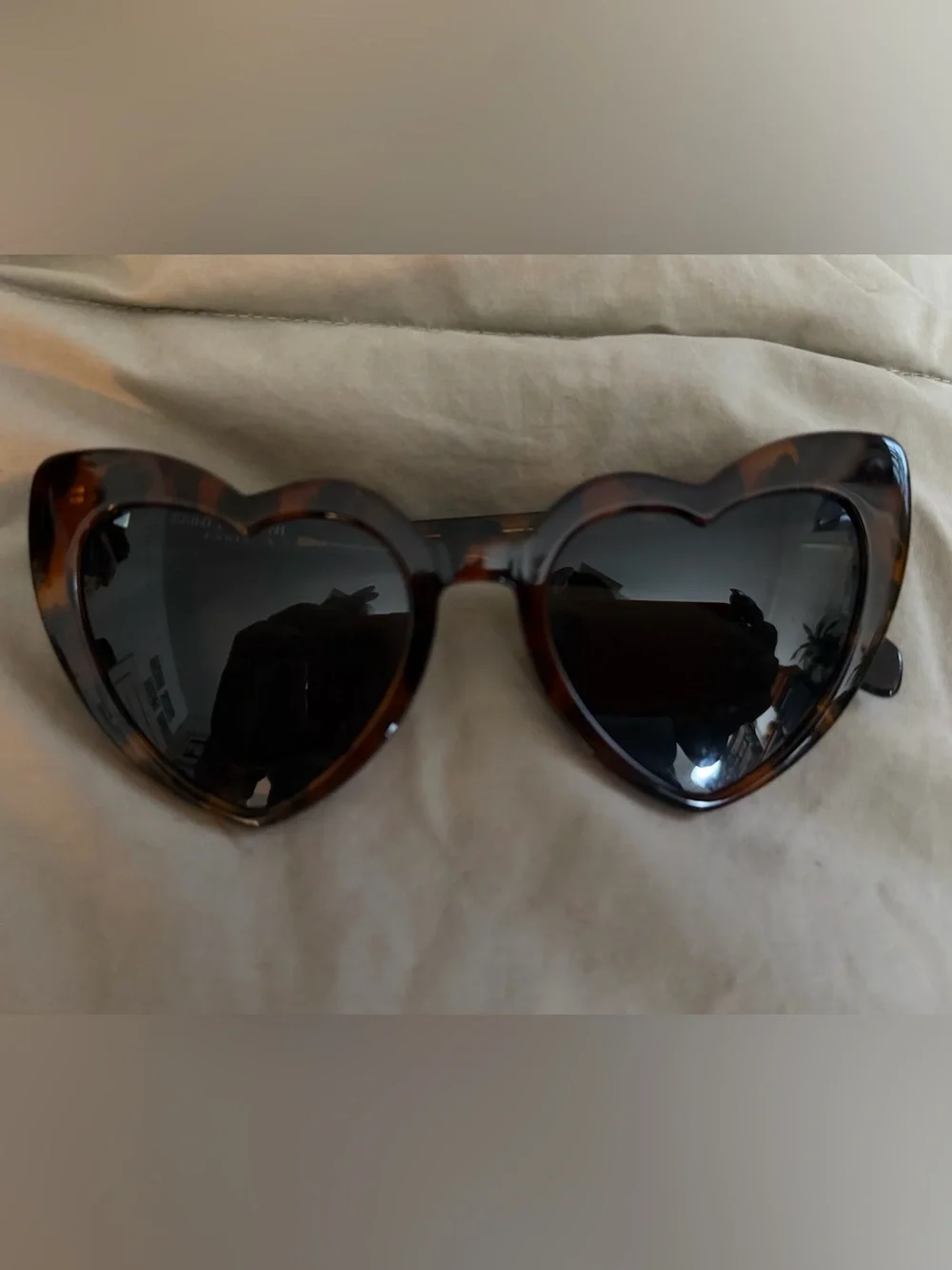 Saint Laurent Tortoiseshell Heart Sunglasses with Dark Lenses